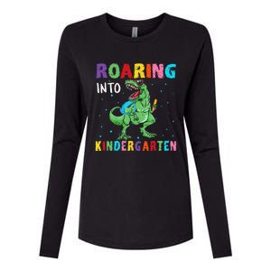 Roaring Kindergarten Cool Dinosaur Back To School Womens Cotton Relaxed Long Sleeve T-Shirt