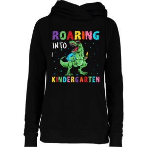 Roaring Kindergarten Cool Dinosaur Back To School Womens Funnel Neck Pullover Hood