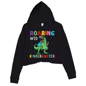 Roaring Kindergarten Cool Dinosaur Back To School Crop Fleece Hoodie