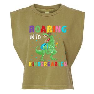 Roaring Kindergarten Cool Dinosaur Back To School Garment-Dyed Women's Muscle Tee