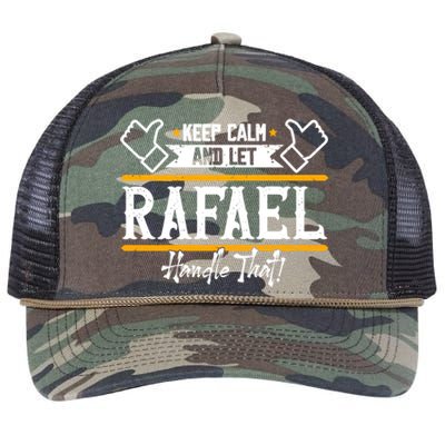 Rafael Keep Calm And Let Rafael Handle That Gift Retro Rope Trucker Hat Cap