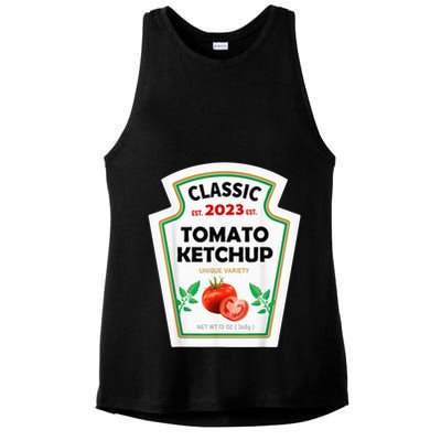 Red Ketchup DIY Costume Matching Couples Groups Halloween Ladies PosiCharge Tri-Blend Wicking Tank