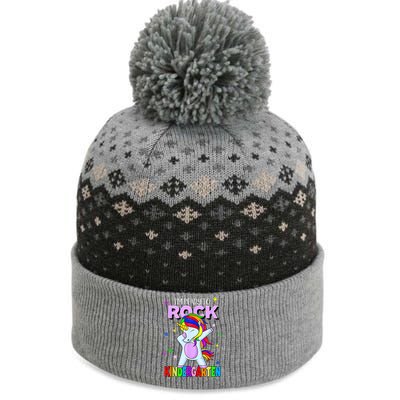 Rock Kindergarten Dabbing Unicorn Girl Back To School The Baniff Cuffed Pom Beanie