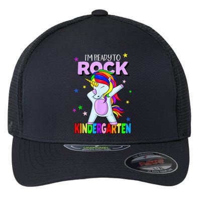 Rock Kindergarten Dabbing Unicorn Girl Back To School Flexfit Unipanel Trucker Cap