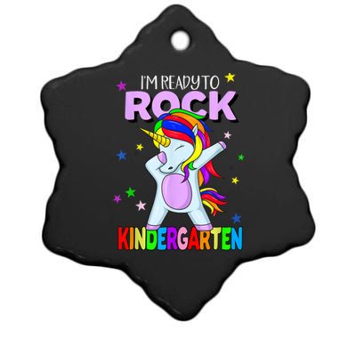 Rock Kindergarten Dabbing Unicorn Girl Back To School Ceramic Star Ornament