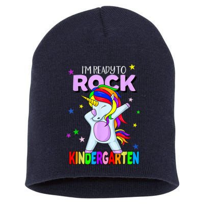 Rock Kindergarten Dabbing Unicorn Girl Back To School Short Acrylic Beanie