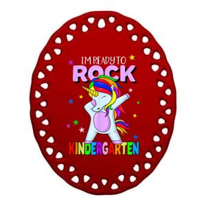 Rock Kindergarten Dabbing Unicorn Girl Back To School Ceramic Oval Ornament