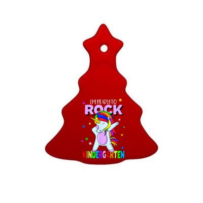 Rock Kindergarten Dabbing Unicorn Girl Back To School Ceramic Tree Ornament