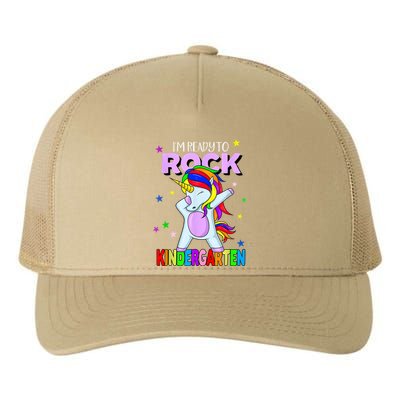 Rock Kindergarten Dabbing Unicorn Girl Back To School Yupoong Adult 5-Panel Trucker Hat