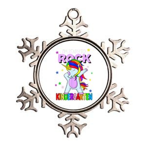 Rock Kindergarten Dabbing Unicorn Girl Back To School Metallic Star Ornament