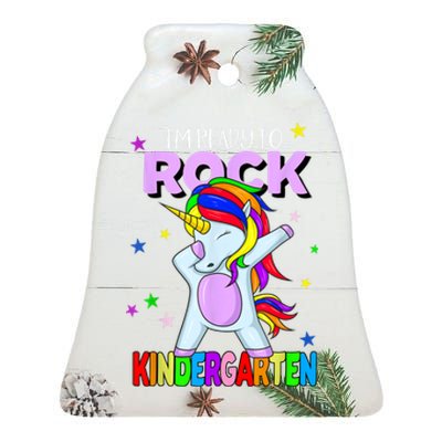 Rock Kindergarten Dabbing Unicorn Girl Back To School Ceramic Bell Ornament