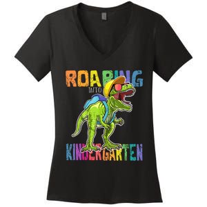 Roaring Kindergarten Dinosaur T Rex Back To School Boy Women's V-Neck T-Shirt