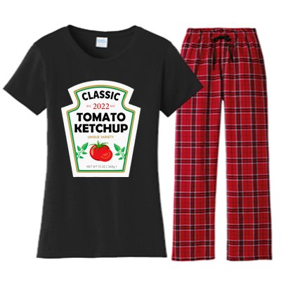 Red Ketchup DIY Costume Matching Couples Groups Halloween Women's Flannel Pajama Set