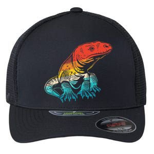 Retro Komodo Dragons Lover Lizard Komodo Dragon Flexfit Unipanel Trucker Cap