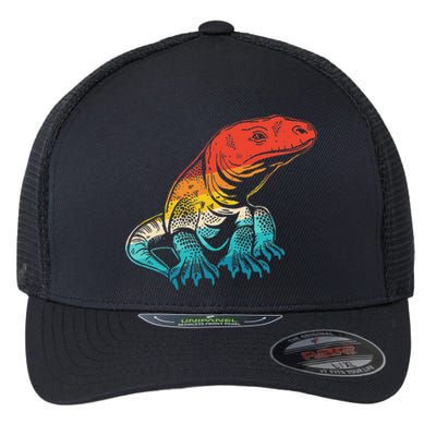 Retro Komodo Dragons Lover Lizard Komodo Dragon Flexfit Unipanel Trucker Cap