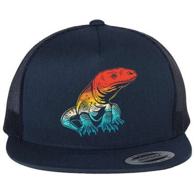 Retro Komodo Dragons Lover Lizard Komodo Dragon Flat Bill Trucker Hat