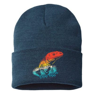 Retro Komodo Dragons Lover Lizard Komodo Dragon Sustainable Knit Beanie