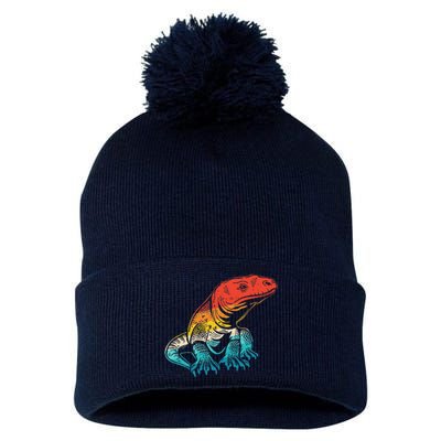 Retro Komodo Dragons Lover Lizard Komodo Dragon Pom Pom 12in Knit Beanie