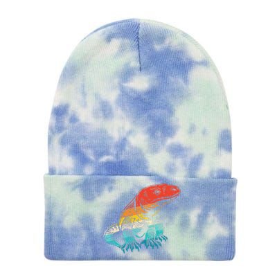 Retro Komodo Dragons Lover Lizard Komodo Dragon Tie Dye 12in Knit Beanie