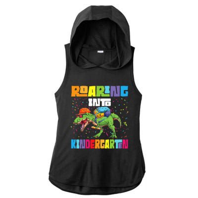 Roaring Kindergarten Dinosaur T Rex Back To School Ladies PosiCharge Tri-Blend Wicking Draft Hoodie Tank