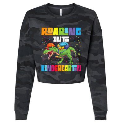 Roaring Kindergarten Dinosaur T Rex Back To School Cropped Pullover Crew