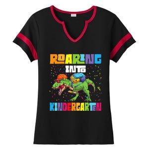 Roaring Kindergarten Dinosaur T Rex Back To School Ladies Halftime Notch Neck Tee