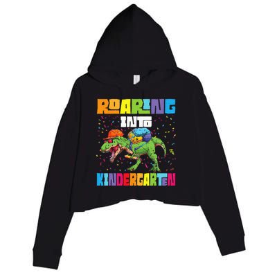 Roaring Kindergarten Dinosaur T Rex Back To School Crop Fleece Hoodie