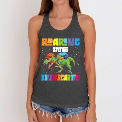 Roaring Kindergarten Dinosaur T Rex Back To School Women's Knotted Racerback Tank