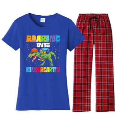 Roaring Kindergarten Dinosaur T Rex Back To School Women's Flannel Pajama Set