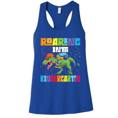 Roaring Kindergarten Dinosaur T Rex Back To School Women's Racerback Tank