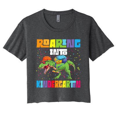 Roaring Kindergarten Dinosaur T Rex Back To School Women's Crop Top Tee