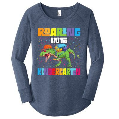 Roaring Kindergarten Dinosaur T Rex Back To School Women's Perfect Tri Tunic Long Sleeve Shirt