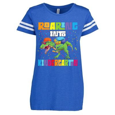 Roaring Kindergarten Dinosaur T Rex Back To School Enza Ladies Jersey Football T-Shirt