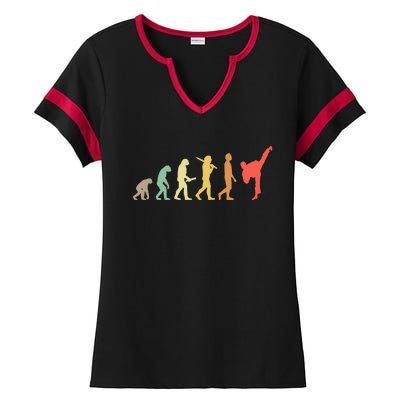 Retro Karate Evolution Gift For Karateka Gift Ladies Halftime Notch Neck Tee