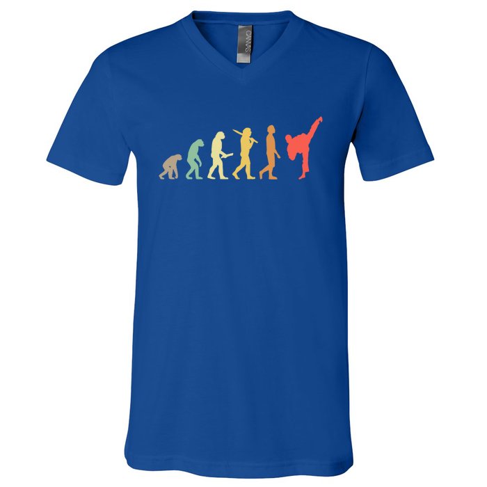 Retro Karate Evolution Gift For Karateka Gift V-Neck T-Shirt