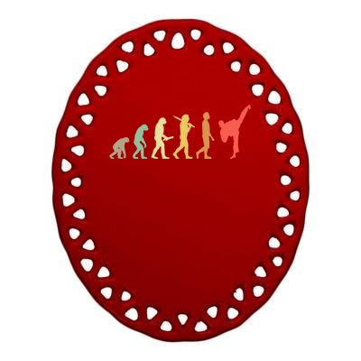 Retro Karate Evolution Gift For Karateka Gift Ceramic Oval Ornament