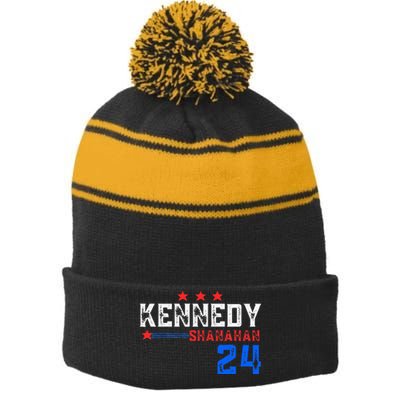 Robert Kennedy For President 2024 Election Kennedy Shanahan Stripe Pom Pom Beanie