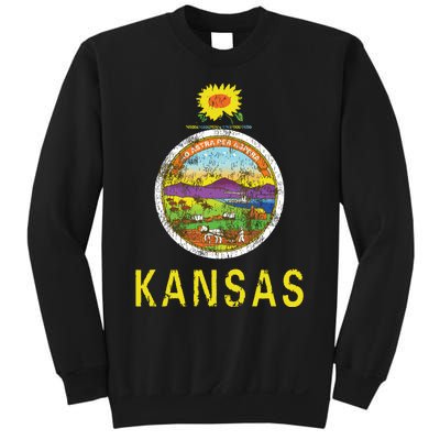 Retro Kansas Flag Vintage Ks Souvenir Gift Sweatshirt