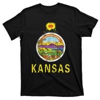 Retro Kansas Flag Vintage Ks Souvenir Gift T-Shirt