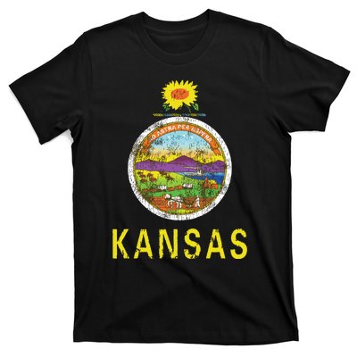 Retro Kansas Flag Vintage Ks Souvenir Gift T-Shirt