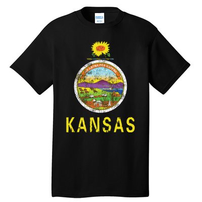 Retro Kansas Flag Vintage Ks Souvenir Gift Tall T-Shirt