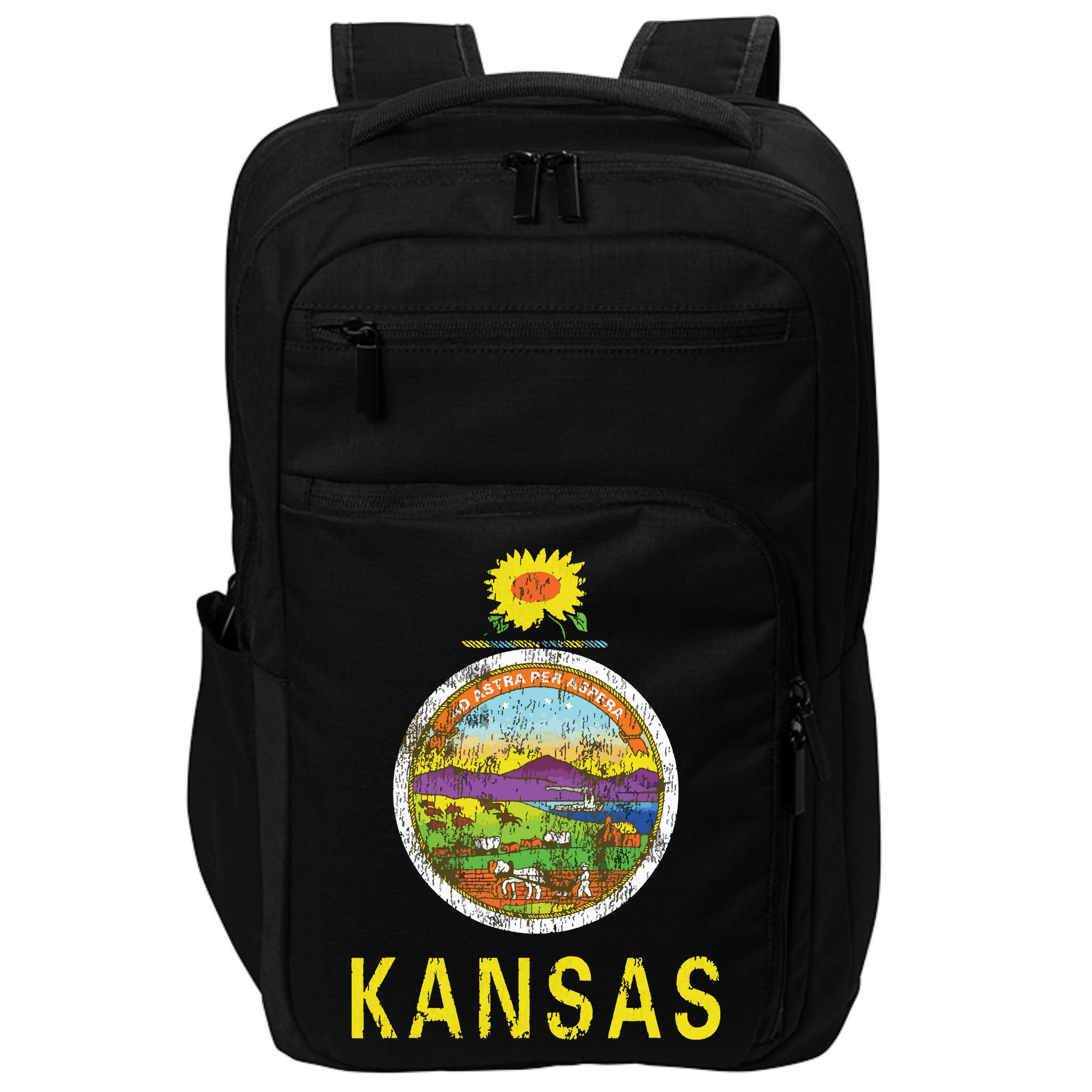 Retro Kansas Flag Vintage Ks Souvenir Gift Impact Tech Backpack