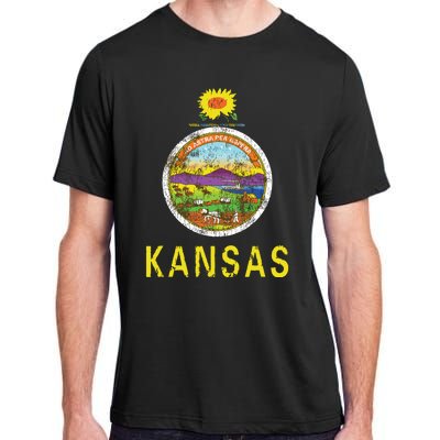 Retro Kansas Flag Vintage Ks Souvenir Gift Adult ChromaSoft Performance T-Shirt