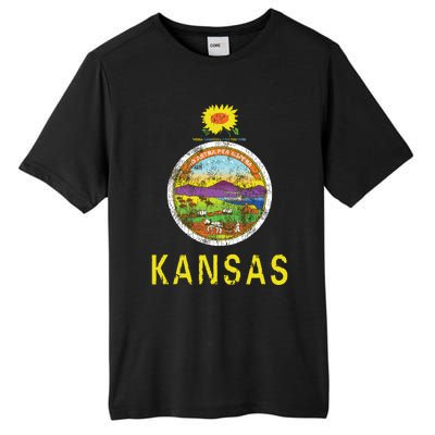 Retro Kansas Flag Vintage Ks Souvenir Gift Tall Fusion ChromaSoft Performance T-Shirt