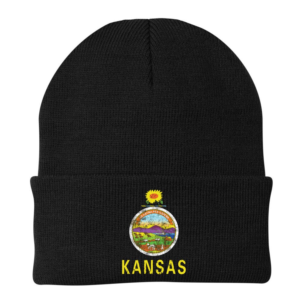 Retro Kansas Flag Vintage Ks Souvenir Gift Beanie