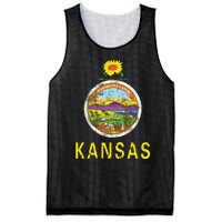 Retro Kansas Flag Vintage Ks Souvenir Gift Mesh Reversible Basketball Jersey Tank