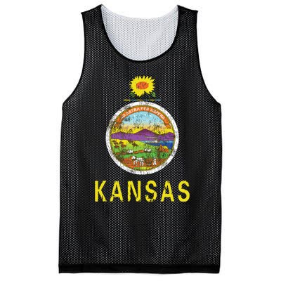 Retro Kansas Flag Vintage Ks Souvenir Gift Mesh Reversible Basketball Jersey Tank