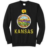 Retro Kansas Flag Vintage Ks Souvenir Gift Tall Sweatshirt