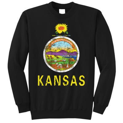 Retro Kansas Flag Vintage Ks Souvenir Gift Tall Sweatshirt