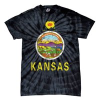 Retro Kansas Flag Vintage Ks Souvenir Gift Tie-Dye T-Shirt